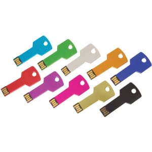 A collection of USB COB flash drives in various colours, including red, green, blue, purple, orange, and black.