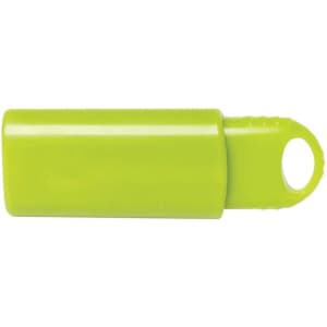 A bright green Retractor2 Flash Drive with a rounded design and a loop for easy attachment.