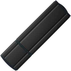 A black Permalite Flash Drive with a sleek design and a logo. Compact and suitable for tech accessories.