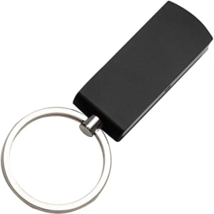 A black Triton Flash Drive attached to a keyring. The design is sleek and minimalistic. It includes a branding logo.
