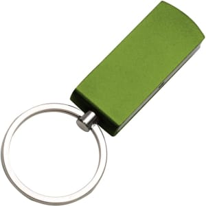A green Triton Flash Drive with a silver keyring attachment. It features a simple and sleek design.