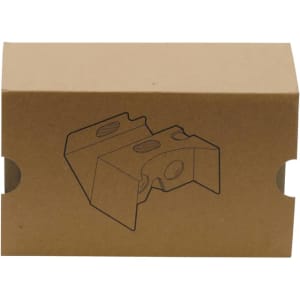 A brown cardboard box with an illustration of virtual reality glasses on the front.