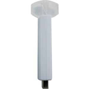A flash drive in white with a clear protective cap; features a simple, modern design.