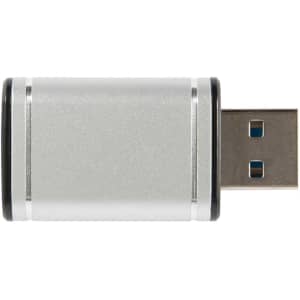 A silver USB Data Blocker Metal 3.0 device with a black accent and a USB connector.