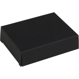A black rectangular box with a flat lid, suitable for packaging various items.