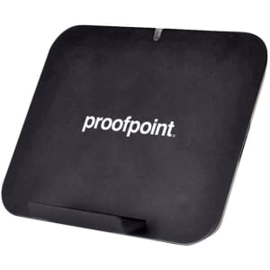 A black wireless charger stand featuring a logo, designed for phone and technology use.