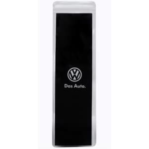 A black charging cable with a rectangular design, packaged in a clear plastic sleeve. Features a logo.