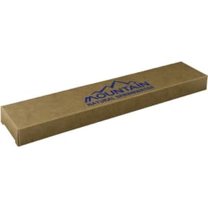 A brown cardboard box with a logo on top, designed for packaging a product, likely a bottled water brand.