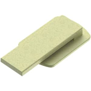 A light green eco-friendly flash drive with a sleek design and a logo on one side.