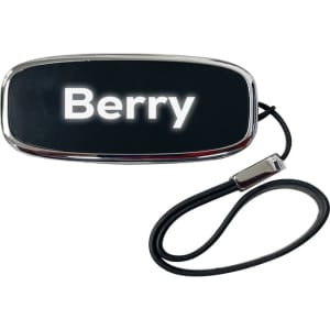 A sleek black and silver Berry LED flash drive with a keyring attachment. It features a logo on the front.