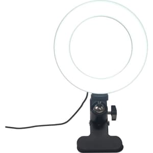 A 6-inch white LED halo light mounted on a black base with an adjustable arm for positioning.