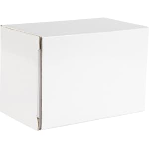 A plain white box, empty and unprinted, featuring a simple, rectangular design.