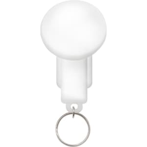 A white smartphone torch with a circular head and a keyring attachment.