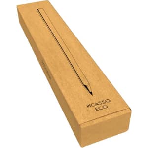 A bamboo pen in a kraft-style box, featuring a simple design and a logo on the packaging.
