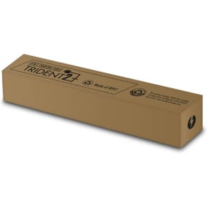 A brown cardboard box containing the Trident 2Plus Eco Charge Cable, featuring a logo and eco-friendly design.