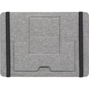 A grey Clipboard Pro Laptop Organiser with elastic straps, featuring compartments for documents and a textured finish.