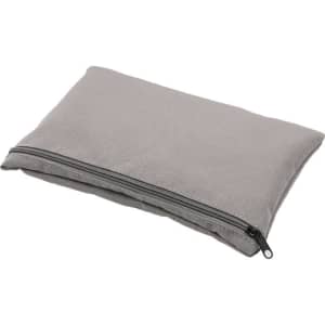 A grey eco-friendly bag with a zip closure, featuring a subtle texture and a small logo.