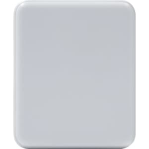 A white magnetic wireless power bank with a sleek, rectangular design and a branding logo.