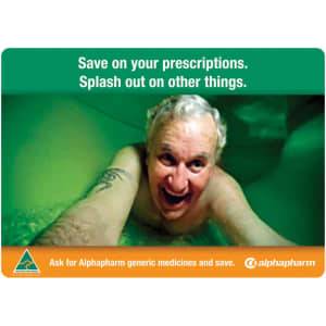 A colourful mouse pad featuring a smiling man in a swimming pool, with a logo in the corner.