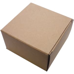 A plain brown cardboard box with flaps, featuring a simple, unadorned design.