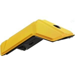 A yellow foldable wireless mouse with a sleek design, featuring a black underside and a scroll wheel.