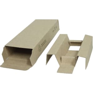 A brown recycled paper tuck box with a separate lid, featuring an eco-friendly design.