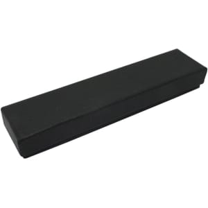 A black two-part pen box with a sleek design, featuring a simple, elegant structure and a logo on the surface.