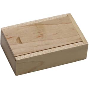 A wooden slide box with a smooth, light wood finish and a sliding lid for easy access.