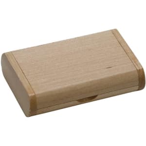 A wooden hinged box in a light natural finish, featuring smooth edges and a simple design.