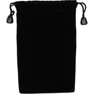 A black drawstring pouch with two toggle closures at the top, made of soft fabric.