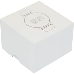 A white gift box for pen packaging, featuring minimalist design elements and a logo.