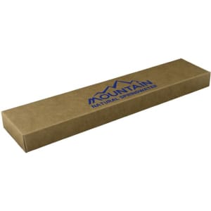 A rectangular kraft box with a logo on the top, designed for packaging a product, likely in the technology category.
