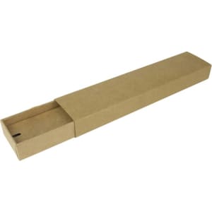 A kraft sliding gift box with an engraved logo, designed for pen packaging, featuring a simple, natural brown colour.