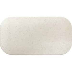 A hinged box in a light cream colour, featuring a smooth surface and rounded edges, with a logo present.