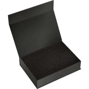 A black magnetic gift box with a soft inner lining, suitable for various items or gifts.