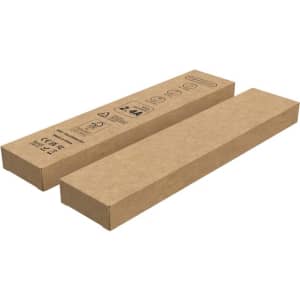 Recycled kraft tuck box in brown, featuring a logo, sized 210 x 45 x 17 mm. Suitable for packaging items.