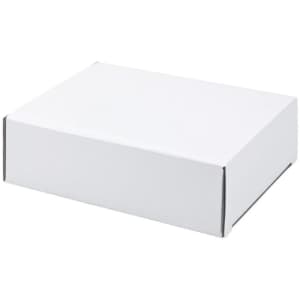 A plain white rectangular box with a horizontal opening. The box has a simple design and no visible markings.