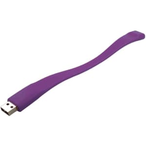A purple silicone wristband featuring a USB connector. It has a smooth, flexible design and a simple shape.