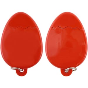 Custom moulded flash drives in a bright red egg shape with a smooth surface and a keyring attachment.