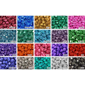 A vibrant assortment of coloured foils in various shades, including electric blue, gold, and hot pink, arranged in squares.