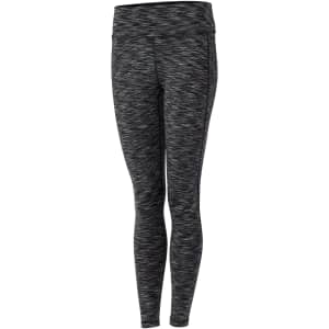Ladies bolt active space dye leggings in a black and grey pattern, featuring a fitted design and a waistband.