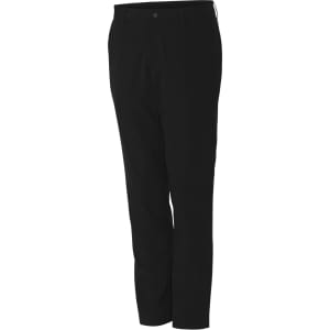 Black sport pants with a straight cut and a logo tag, suitable for various activities.