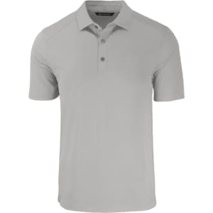 A light grey Men’s Forge Eco Polo shirt featuring short sleeves and a collar, with a logo on the chest.