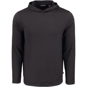 A men's hooded shirt in black with long sleeves and a casual design. Features a subtle logo.