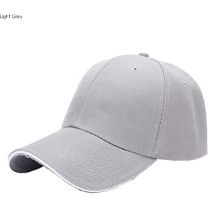Light grey six-panel heavy acrylic sandwich cap with a curved brim and a logo.