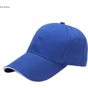 A royal blue six-panel heavy acrylic sandwich cap, featuring a curved brim and a logo.