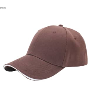 A brown heavy acrylic sandwich cap featuring a curved brim and a logo.