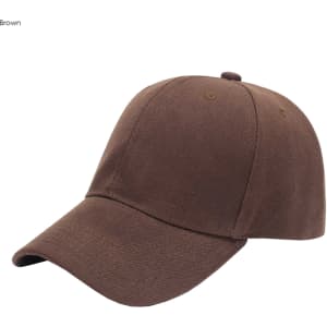 A brown heavy acrylic cap with a six-panel design and a curved brim. It features a logo on the side.