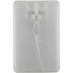 A clear, compact 20ml hand sanitiser spray card with a nozzle for easy dispensing.