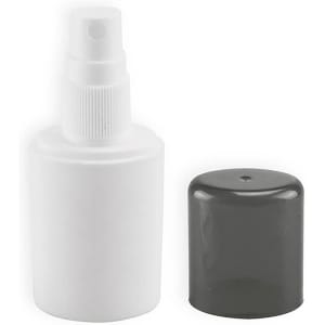 A white 30ml hand sanitiser spray bottle with a grey cap, featuring a spray nozzle.